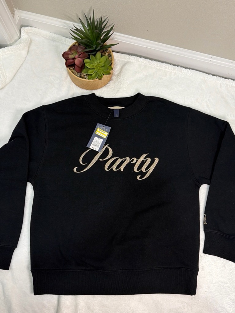 Universal Thread Black Sweatshirt with Gold 'Party' Script